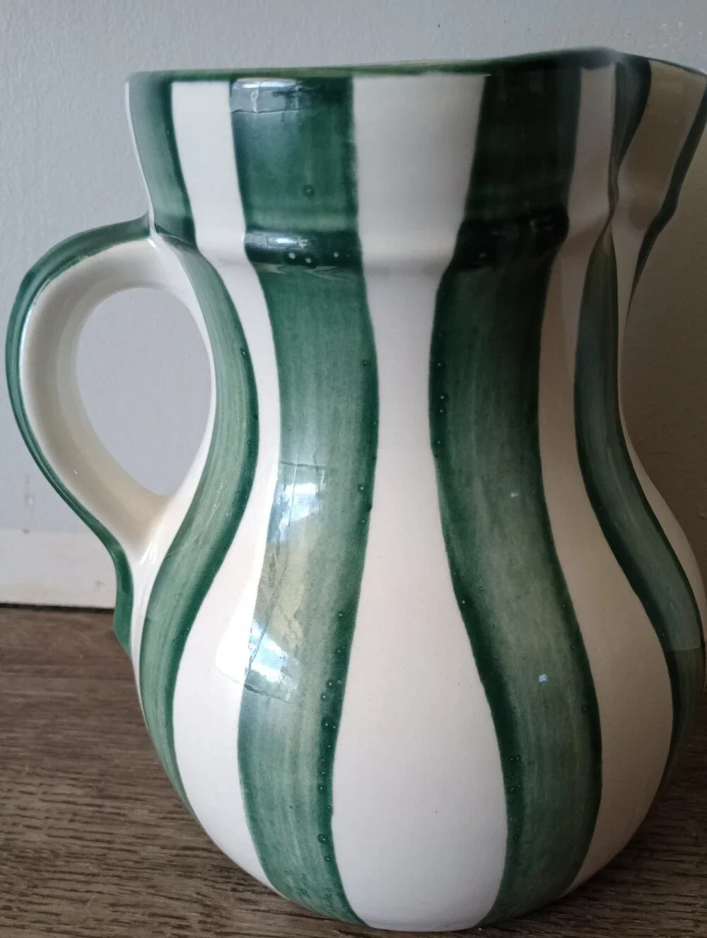 Vintage Pitcher With Apple Design Pottery Pitcher